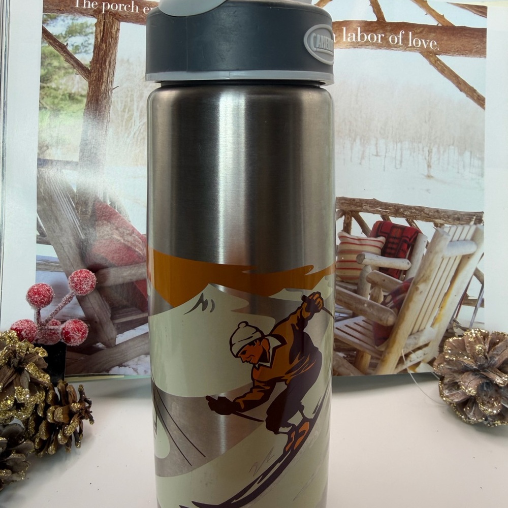 ā„ļøā„ļø Last Chanceā„ļøā„ļø CamelBak Silver Stainless Steel Water Bottle - Ski Graphic - Picture 7 of 13